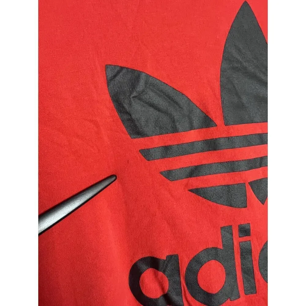 Adidas Classic Logo Short Sleeve Red T-Shirt Size Large